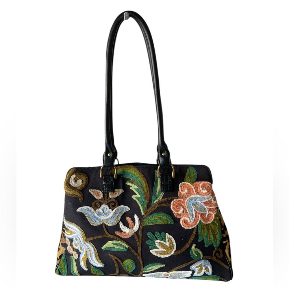 RARE Vintage Clever Carriage Embroidered Satchel With Dust Bag